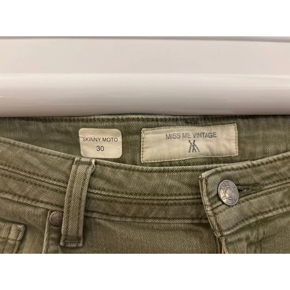 Miss‎ Me Vintage skinny Moto 30 women's greenish gray